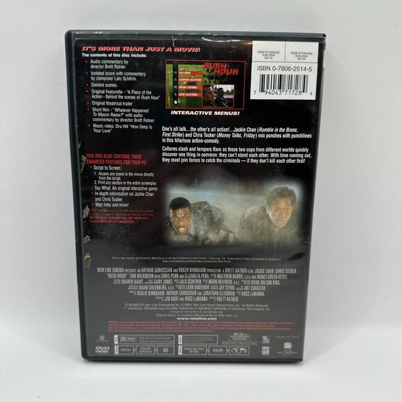 Rush Hour DVD Jackie Chan Chris Tucker New Line Platinum Comedy 1998 PG-13 - Picture 3 of 4